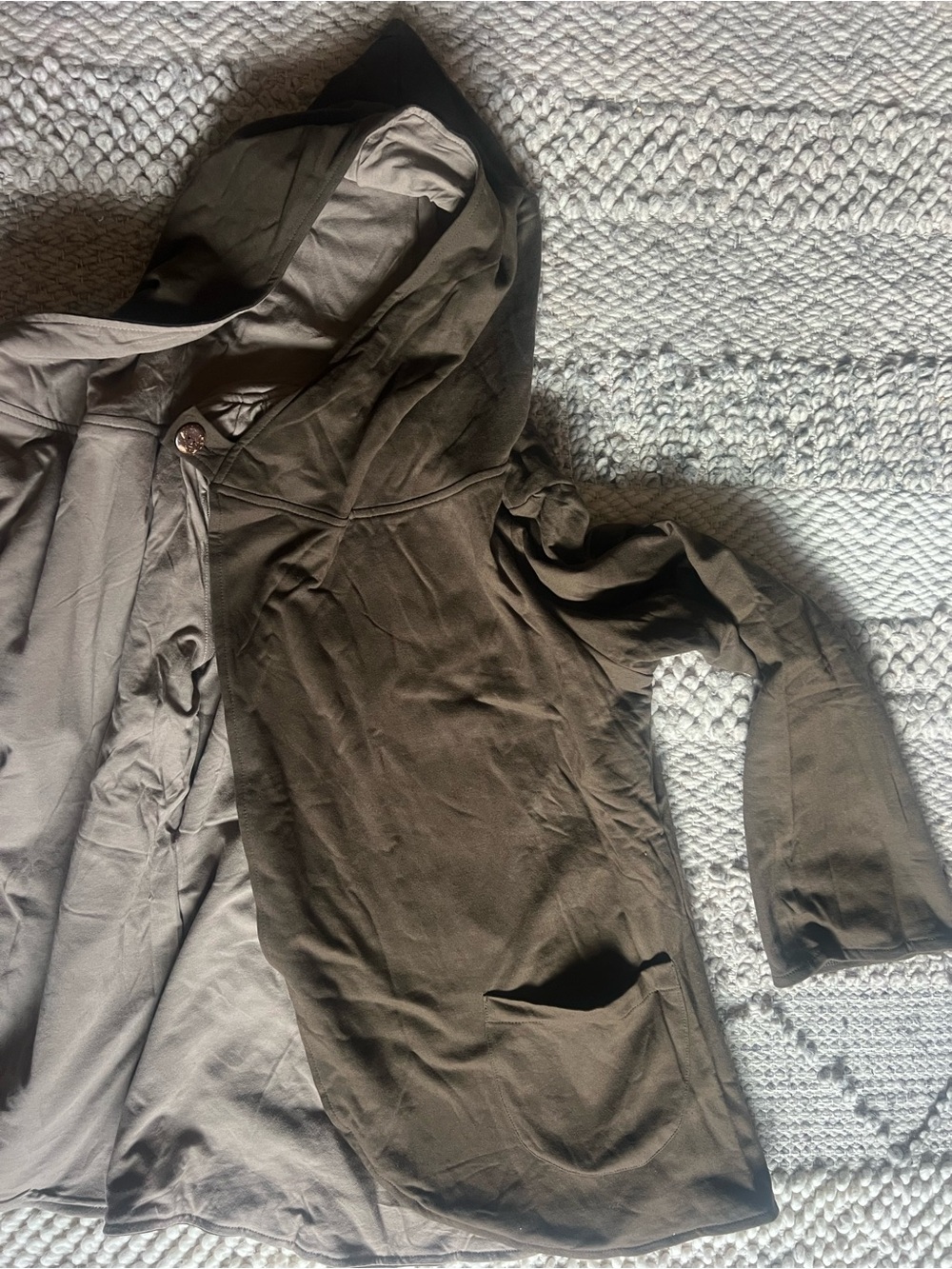 Olive Hooded Wrap Jacket by Una Pluma Kathmandu coat in XL - NWOT - Picture 3 of 7